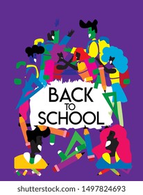 back to school banner or background with happy student illustration