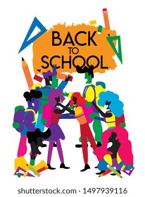 back to school banner or background with happy student illustration