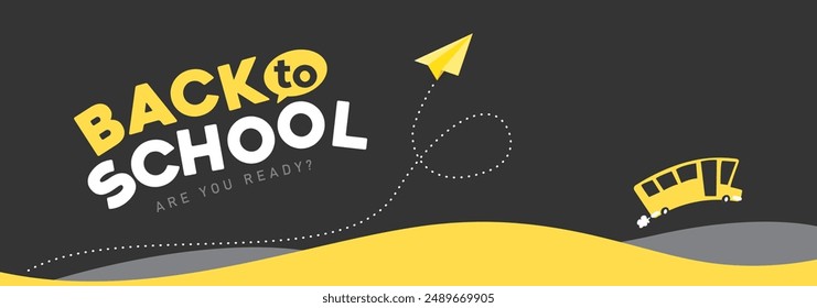 back to school banner background layout decorate with Yellow school bus