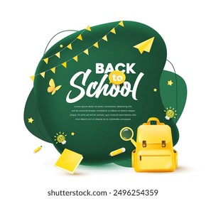 back to school banner background layout decorate with school supplies 