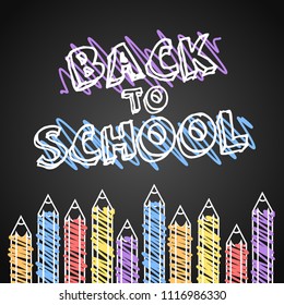 Back to School banner background vector, black board with pencils