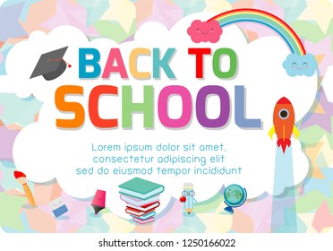 Back to school banner background.welcome back to school. education concept, Template for advertising brochure, your text ,Vector Illustration