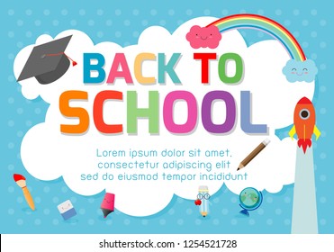 Back to school banner background.welcome back to school. education concept, Template for advertising brochure, your text ,Vector Illustration