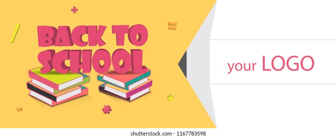 Back to school banner with books for different type of advertisement related to school.