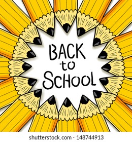 Back to school banner. Cartoon cute pencil banner with place for your text.