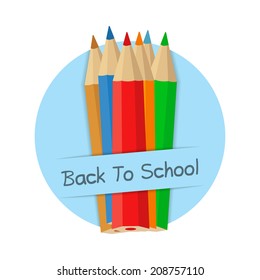 Back to school banner with colored pencils, vector eps10 illustration