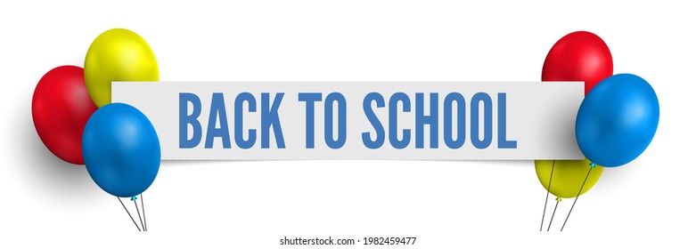Back to school banner with colorful balloons. Vector illustration.