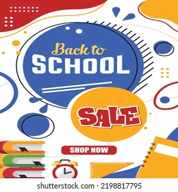 back to school banner colorful flat geometric classic decor.
