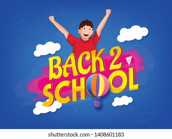 Back to school banner, colorful kid backpack illustration