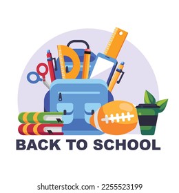 Back to school banner colorful study tools sketch