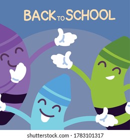 back to school banner, colorful back to school template, crayons vector illustration design