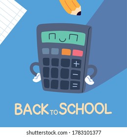back to school banner, colorful back to school template, calculator vector illustration design
