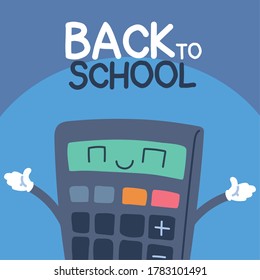 back to school banner, colorful back to school template, calculator vector illustration design