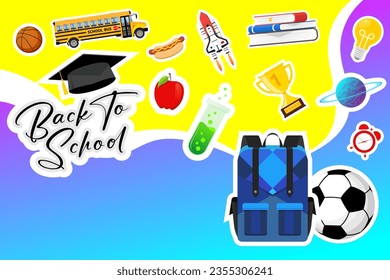 Back to school banner Colorful back to school templates for invitation, poster, banner, promotion,sale School supplies cartoon illustration. Vector back to school design templates