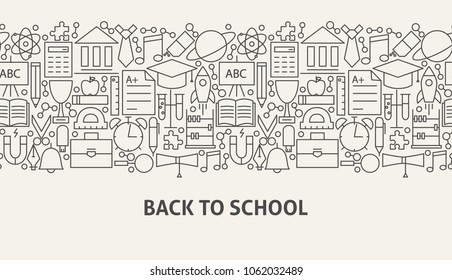 Back To School Banner Concept. Vector Illustration of Line Web Design.