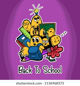 Back to school banner with creative fun doodle student activity.