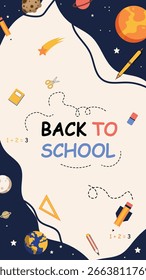 Zurück zum Schulbanner. Niedlicher Raum und Bildung Theme Illustration
