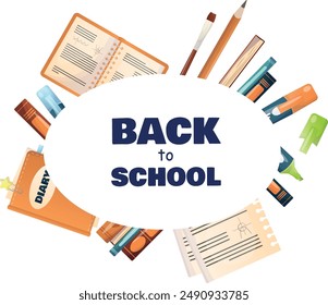 Back to school banner design. Modern illustration of colorful crayon pencils frame and text. Student, pupil. Trendy illustration for card, web banner design.