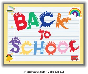 Back to school banner design set with lettering. Realistic vector illustration