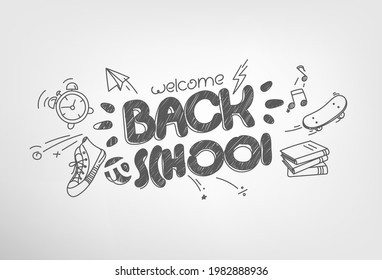 Back to school banner with doodling elements