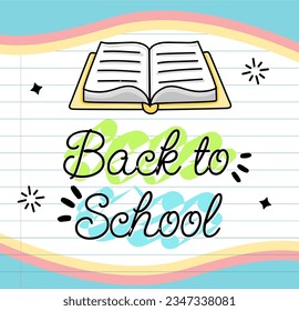 Back to school banner with a drawing of a book