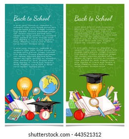 Back to school banner education background education tools vector illustration 
