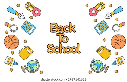 Back to School Banner with Education Doodle Illustration