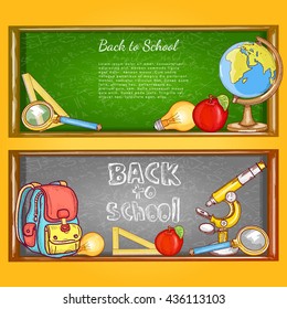 Back to school banner education school tools education background  vector illustration 