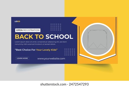 back to school banner or facebook cover design template