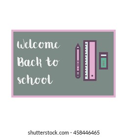Back To School Banner  With Flat Icons. Vector Flat Illustration. Education Concept. 