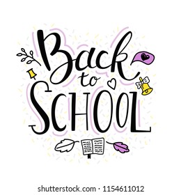 Back to school banner. Hand drawing lettering.