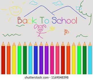 Back To School Banner with hand drawn kid illustration