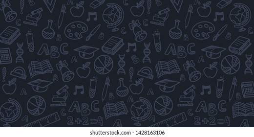 Back to School banner with hand drawn doodle background. Vector illustration
