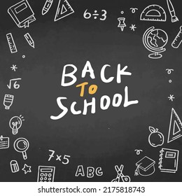 Back To School Banner With Hand Drawn Line Art Icons Of Education