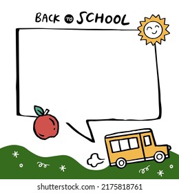Back to School banner with hand drawn line art icons of education