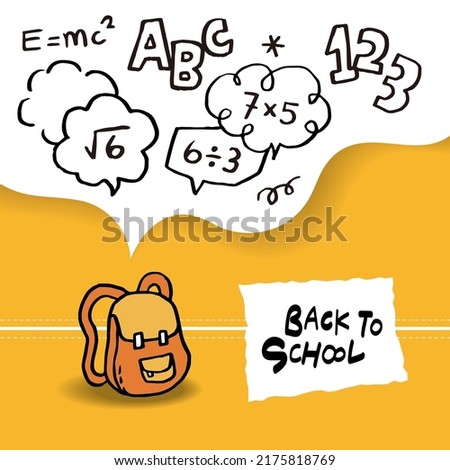 Back to School banner with hand drawn line art icons of education