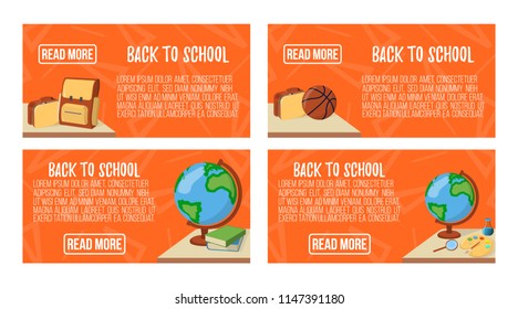Back to School Banner. Icon and Logo. Isolated design element. Vector Cartoon illustration.