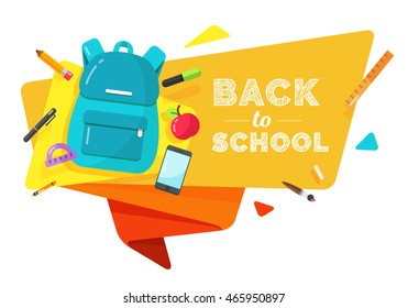 Cartel de regreso a la escuela. Etiqueta escolar