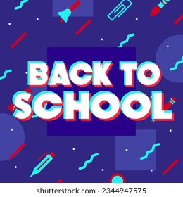 Cartel de regreso a la escuela tipografía moderna con material escolar