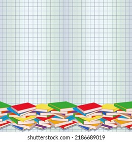 Back to School banner, notebook seamless pattern books , vector illustration