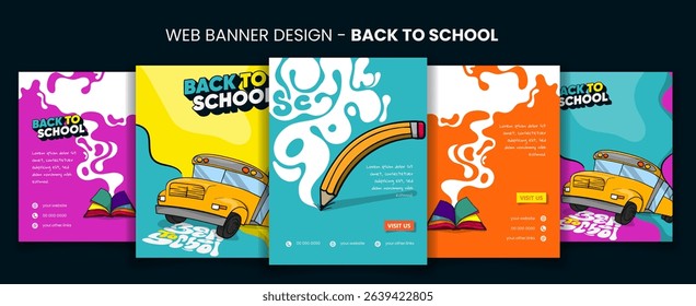 back to school. Banner post template with flat smoke background in colorful design. back to school banner campaign