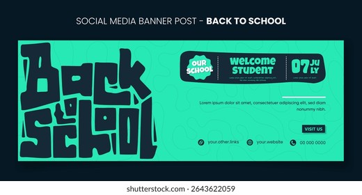 Back to school. Banner post template with black typography of back to school in green background. back to school banner post template