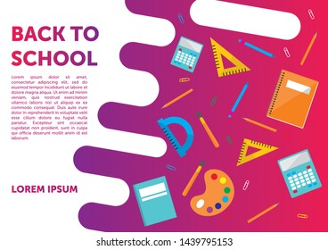 back to school banner, poster, flat design colorful, vector backgound. web page