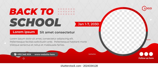 back to school banner with red detail