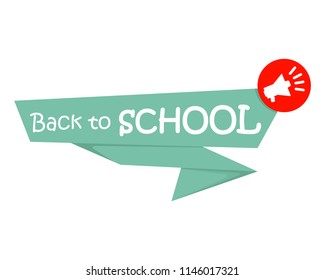 Back to school banner with ribbon. Vector illustration