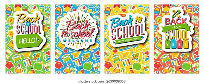 Back to school banner set modern typography