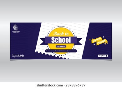 Back to school banner for social media promotion, editable template design