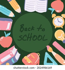 back to school banner with school supplies