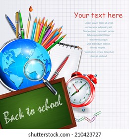 Back to school banner with school supplies