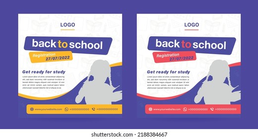 Back to school banner template. School admission social media post template.